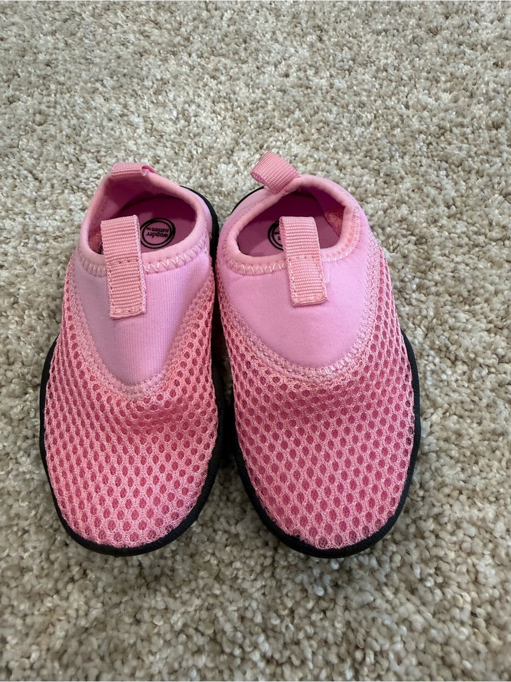 wonder nation Pink Mesh Slip-On Kids Water Shoes with Black Sole